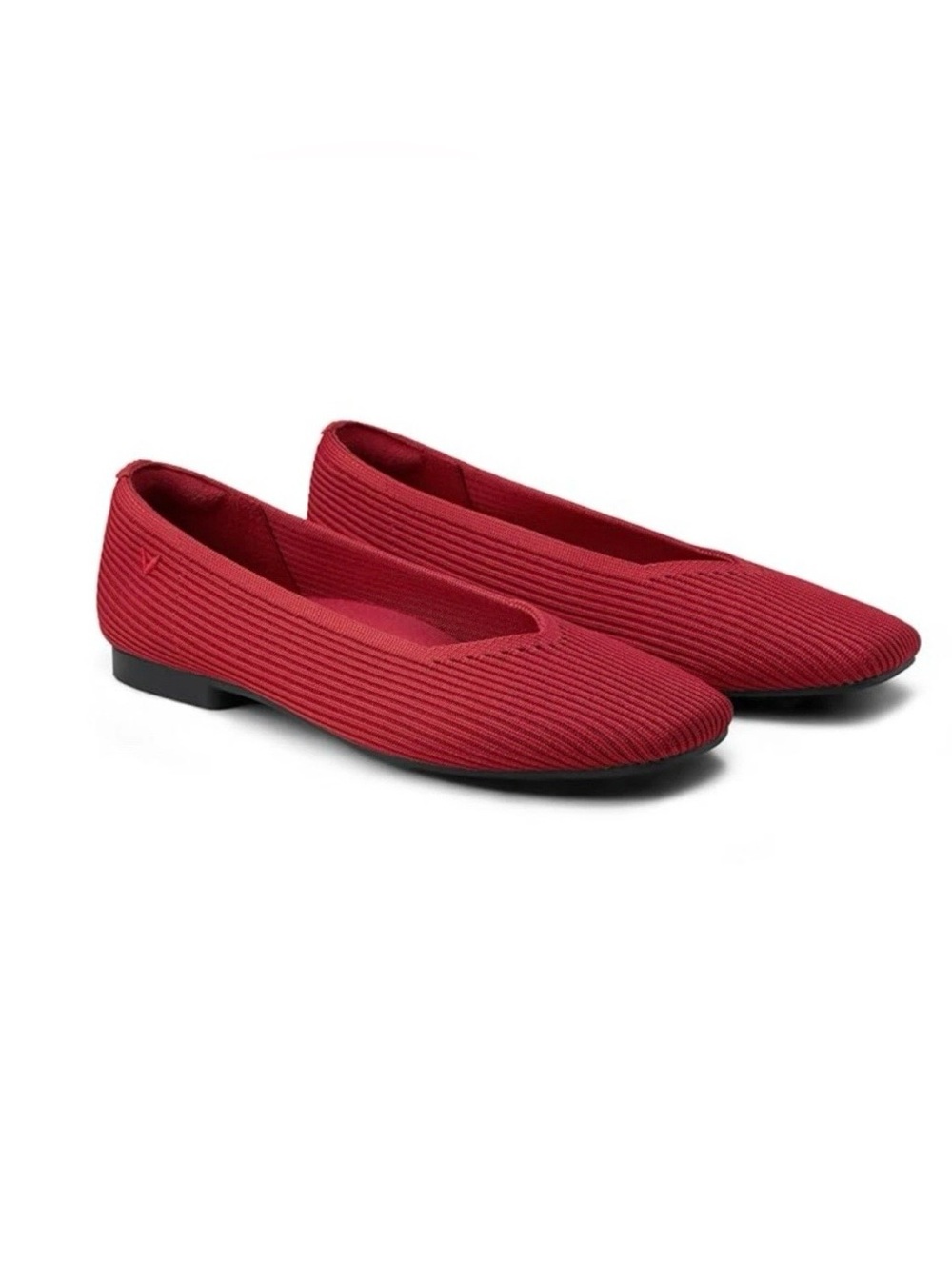 Vivaia Margot 2.0 Square Toe V Cut Flats 11 EU 43 Ruby Red Ballet Minimalist